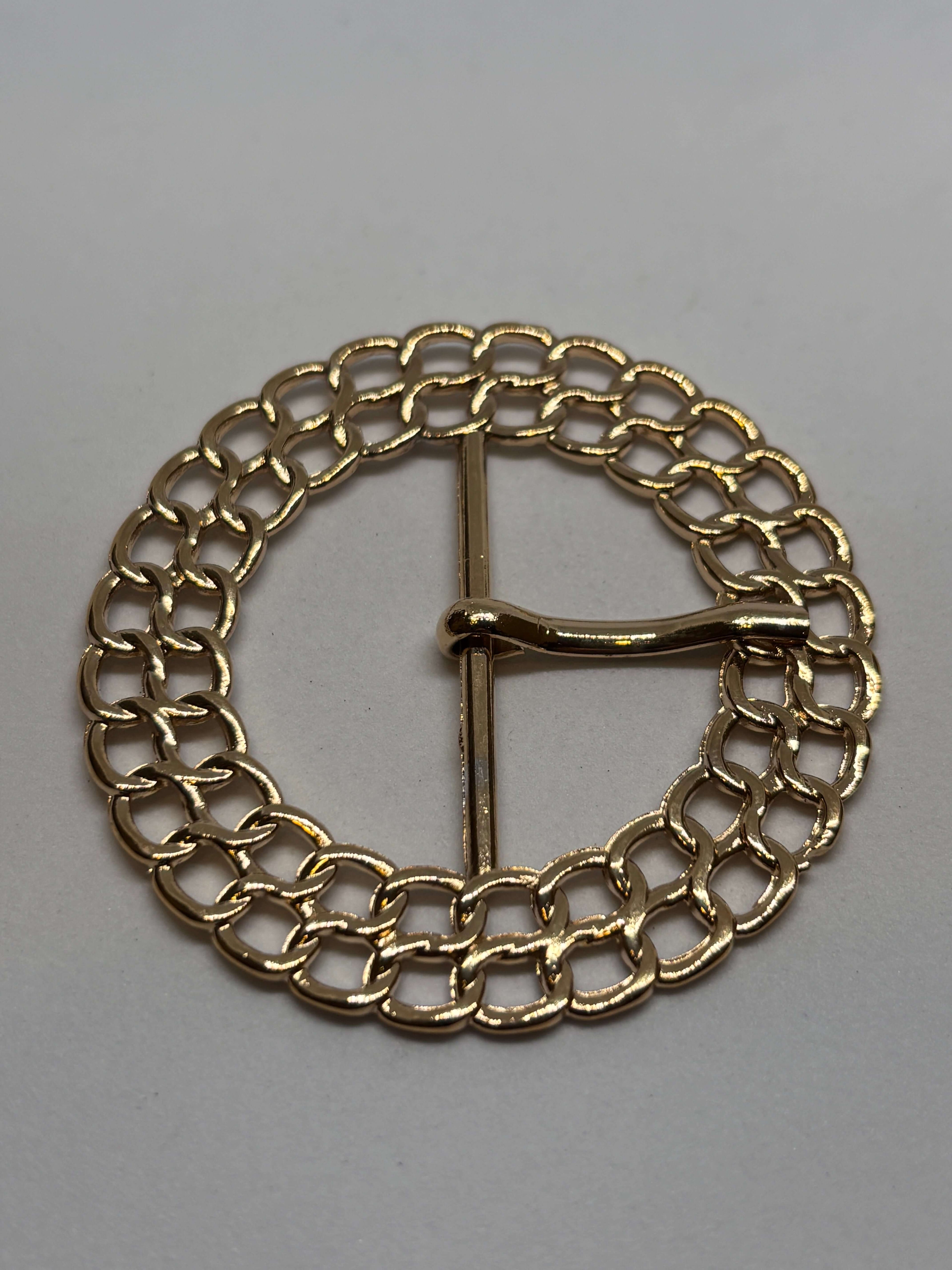 Hebilla de cinturón W4314 de 30 mm, hebilla dorada con diseño de cadena, ideal para cinturones elegantes. belt buckle