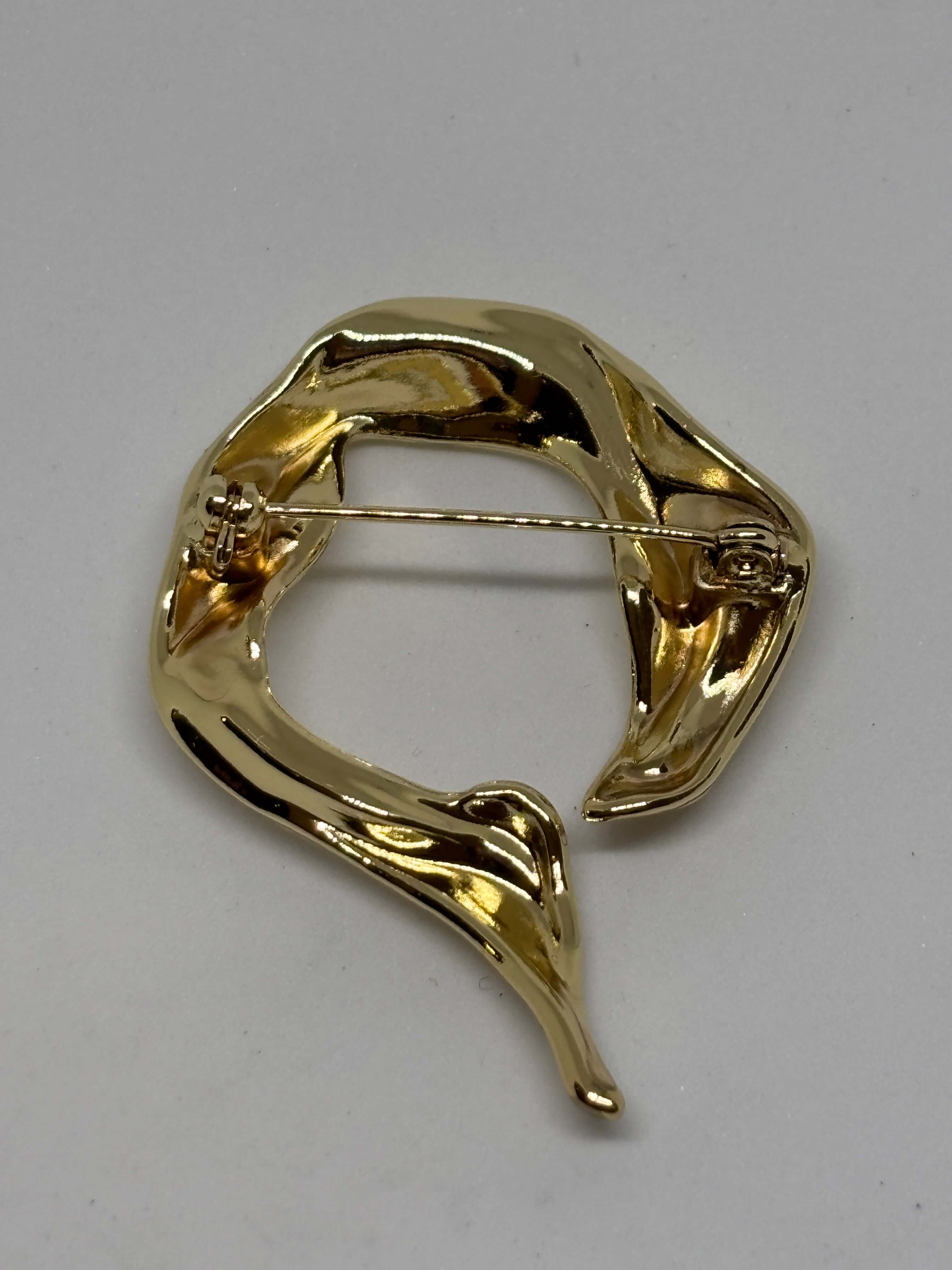 Brooch R6164 Nickel & Gold - Ring design - 4cm broche