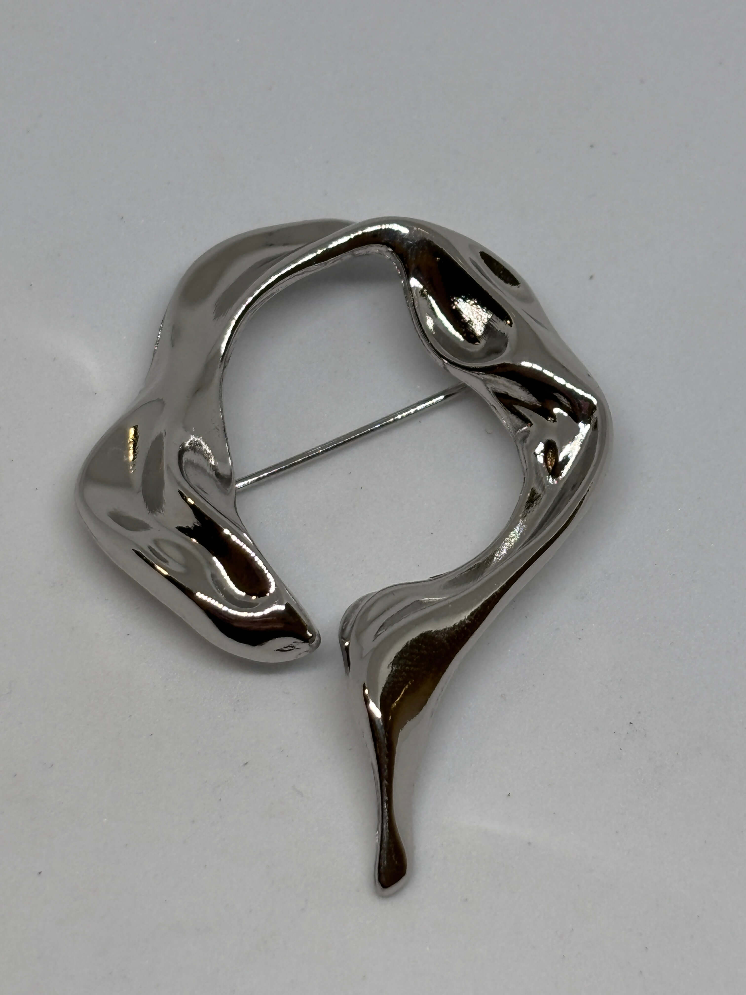 Brooch R6164 Nickel & Gold - Ring design - 4cm broche