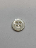 Botón 11 concha natural 4 agujeros 10mm con brillo perlado y forma redonda para sastrería premium. button