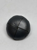 Button B1 Gray genuine leather shank button showcasing a four-section stitched pattern in a domed shape. botón