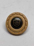 Botón B42MM de cuero genuino beige con escudo, diseño premium y vástago resistente, ideal para blazers. button