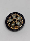 Botón B7185 de vástago negro con diseño de estrella en oro y cruz de Malta, 25 mm, encanto vintage. button
