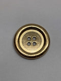 Botón M54418 de metal acabado oro con 4 agujeros y diseño clásico para sastrería moderna. button