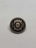 Botón M6161 de vástago en plata antiguo con diseño de cresta heráldica adornado, tamaño 15 mm. button