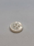 Botón 1043 concha de río natural 4 agujeros 10mm, acabado perlado y exclusivo, ideal para costura en ropa de bebé. Button