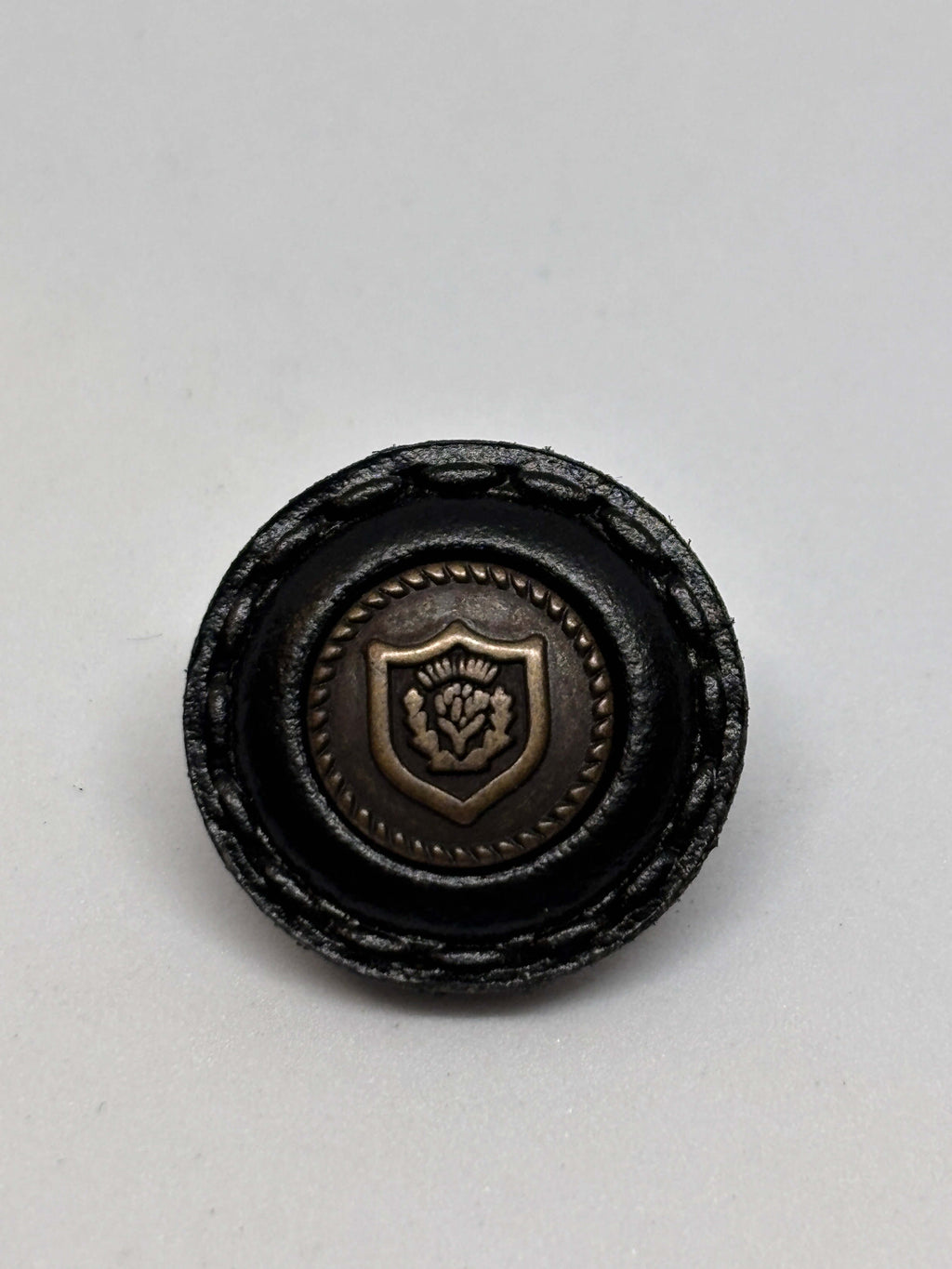 Button B42MM Black - Real Leather - 15mm 20mm - Shank button boton de pie