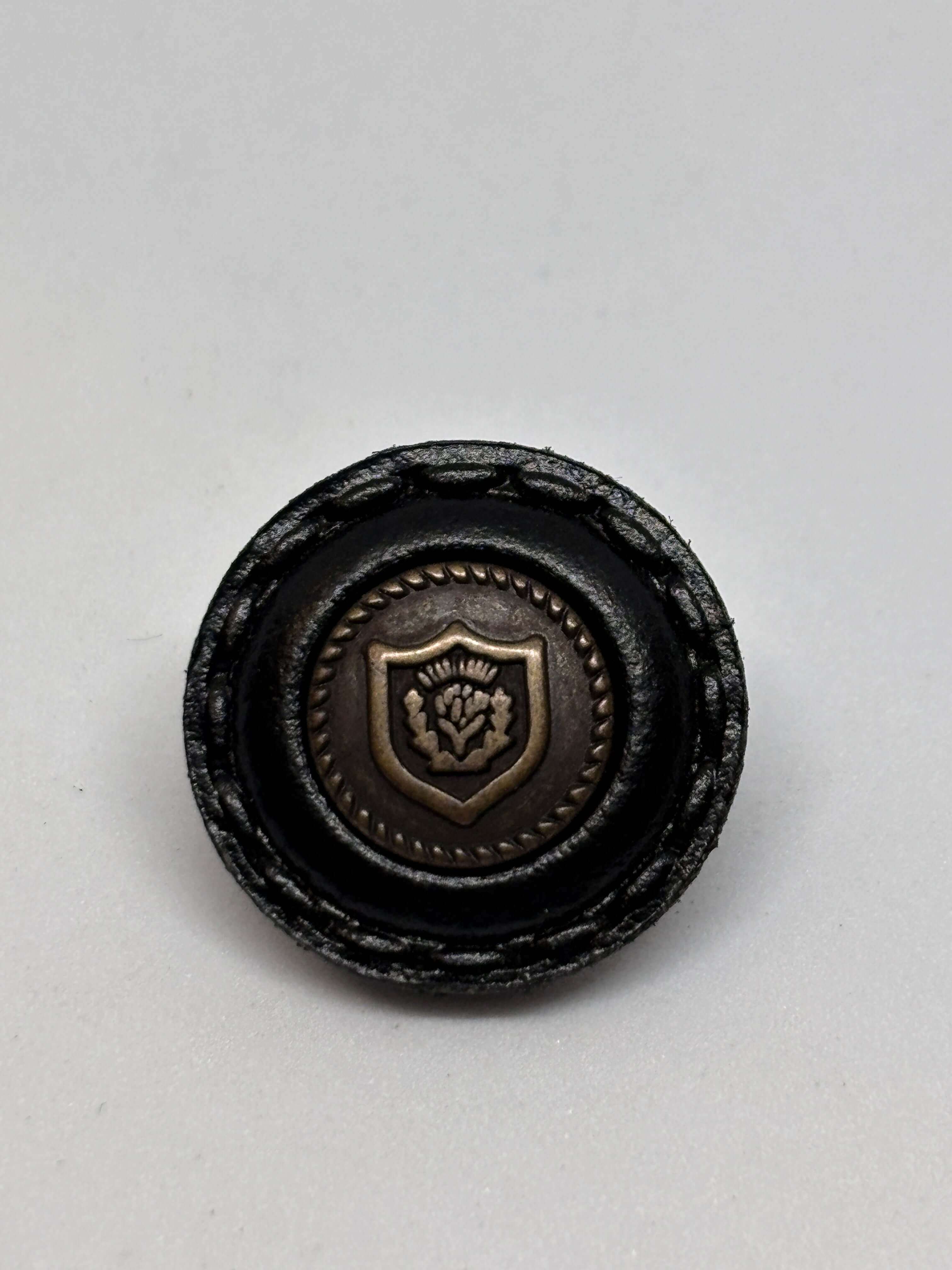 Button B42MM Black - Real Leather - 15mm 20mm - Shank button boton de pie