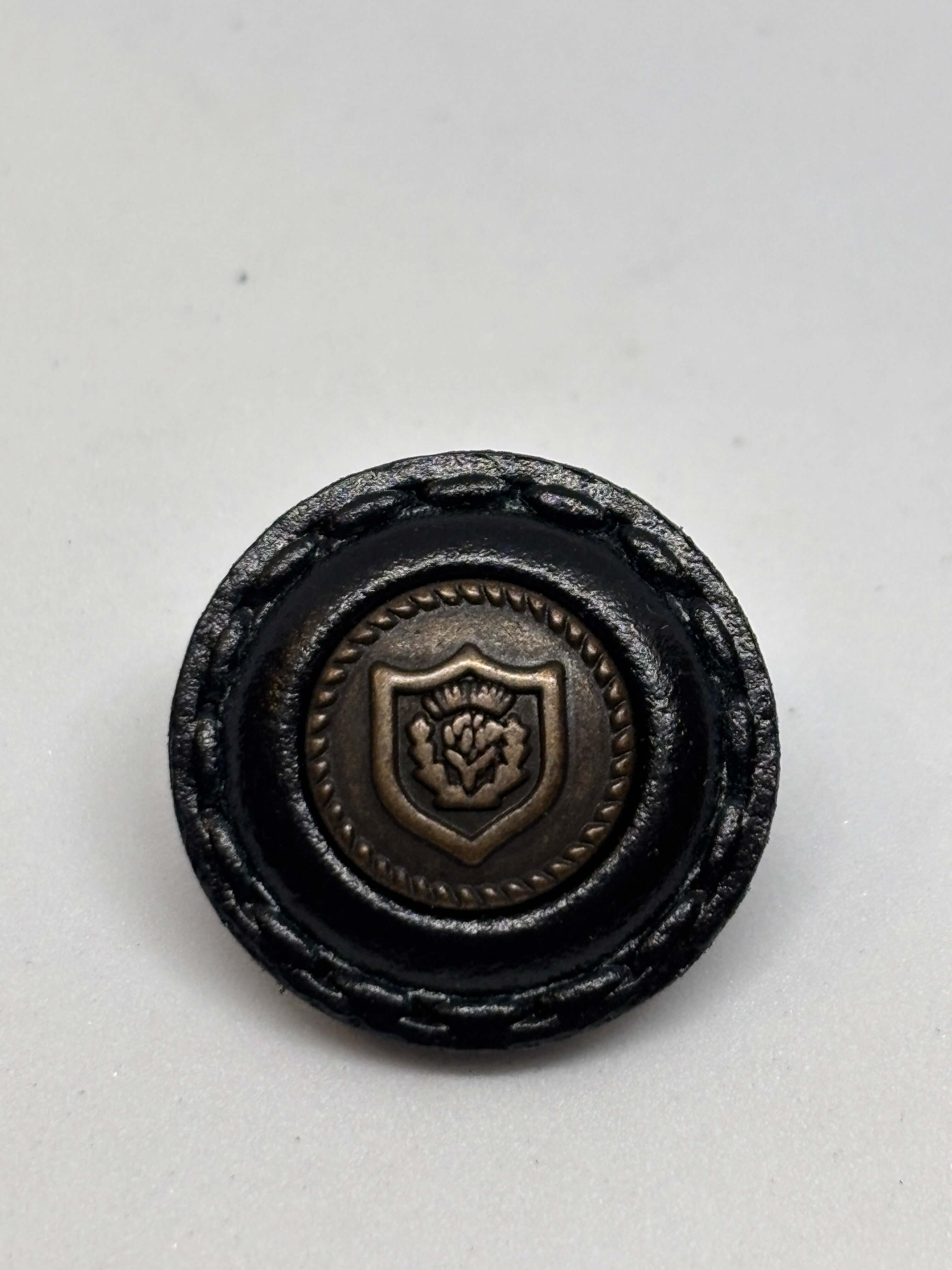 Button B42MM Navy Blue - Real Leather - 15mm 20mm - Shank button boton de pie