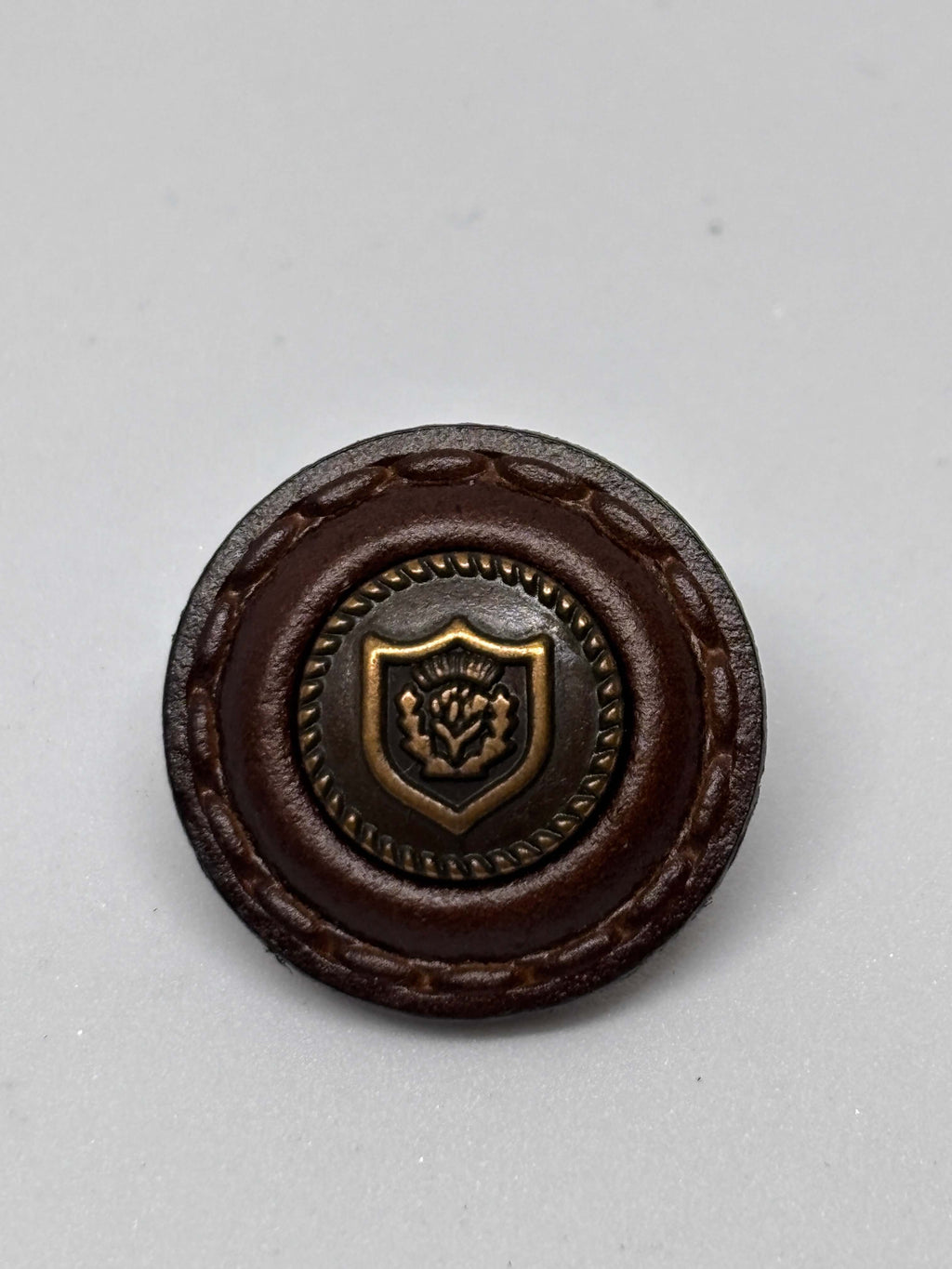 Button B42MM Brown - Real Leather - 15mm 20mm - Shank button boton de pie