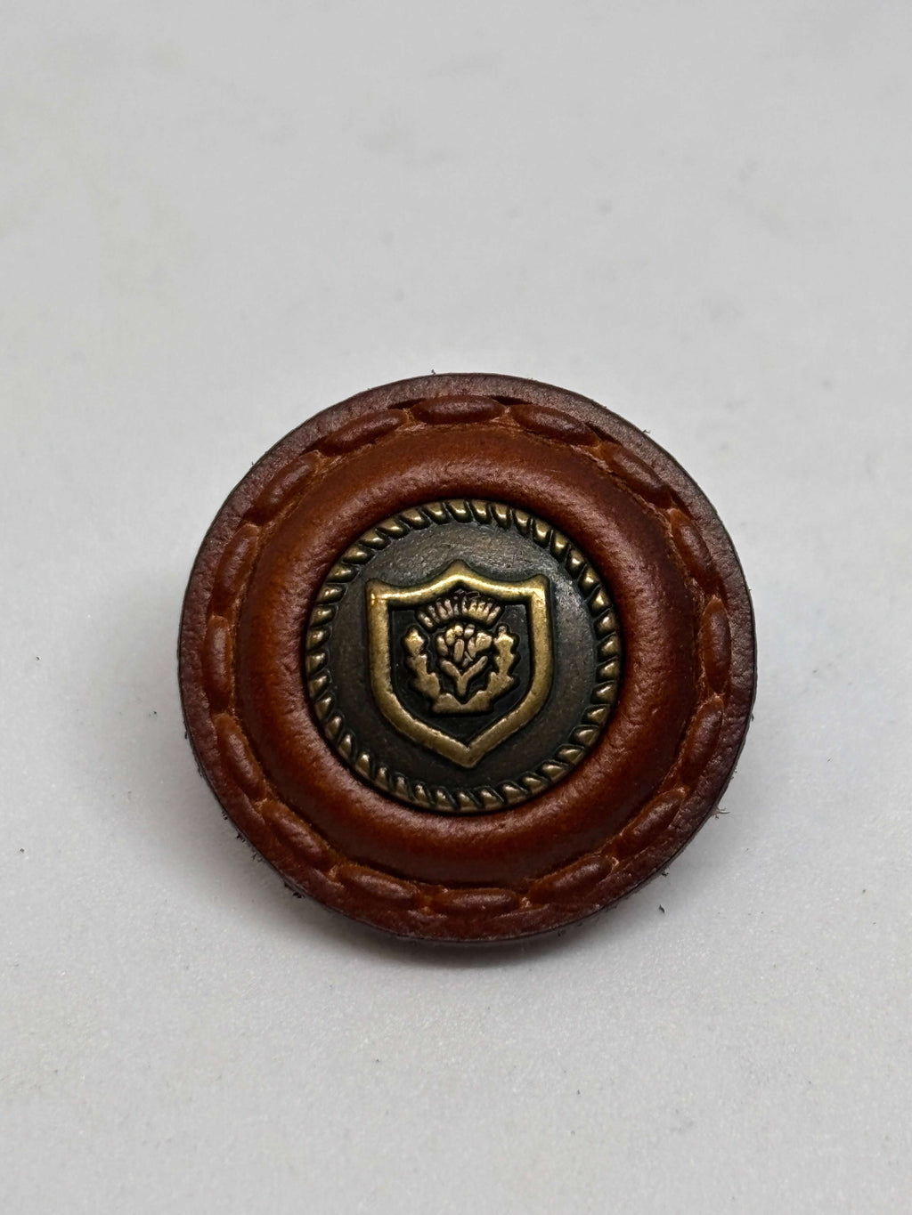 Button B42MM Light Brown - Real Leather - 15mm 20mm - Shank button boton de pie