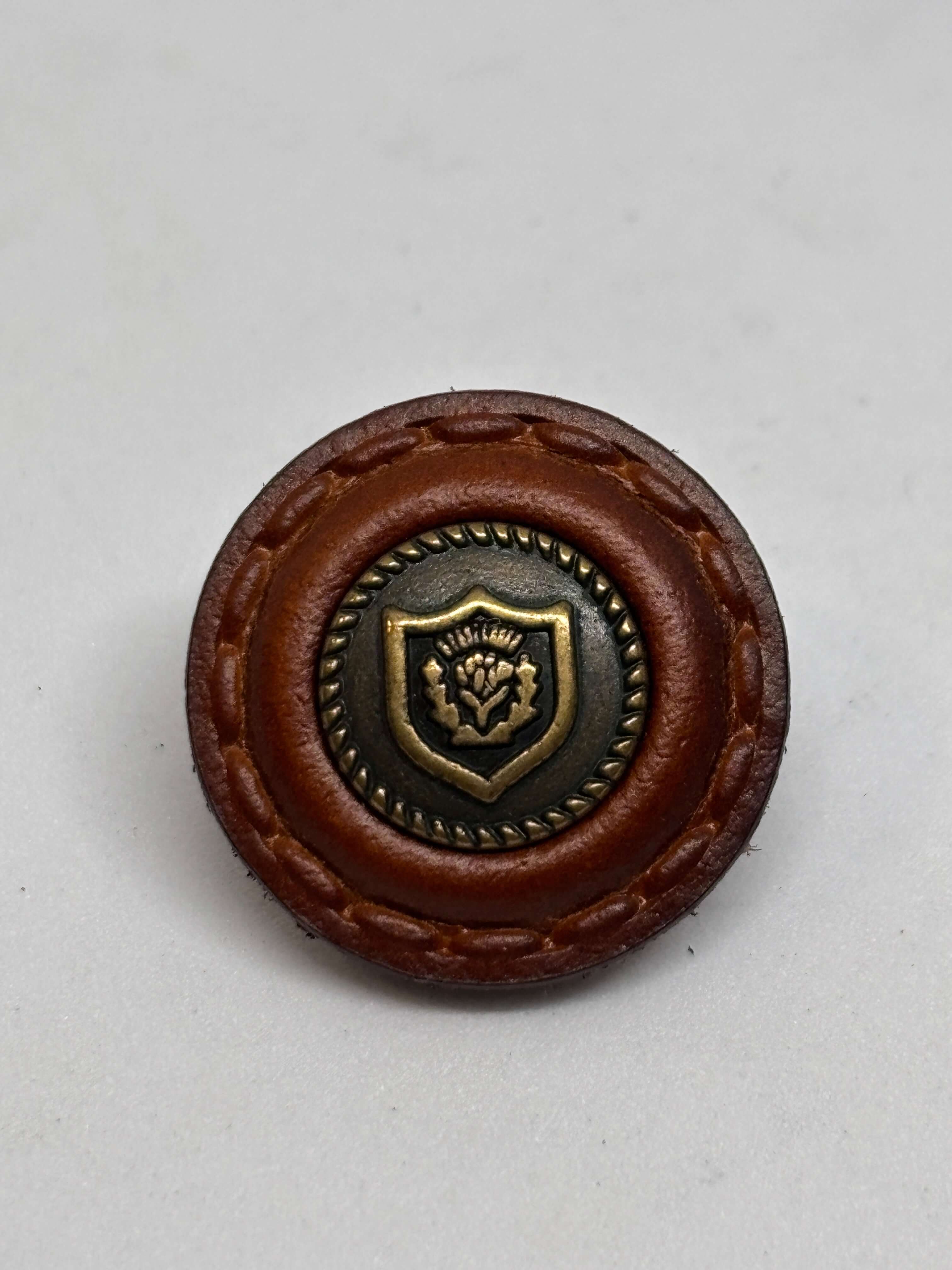 Button B42MM Light Brown - Real Leather - 15mm 20mm - Shank button boton de pie