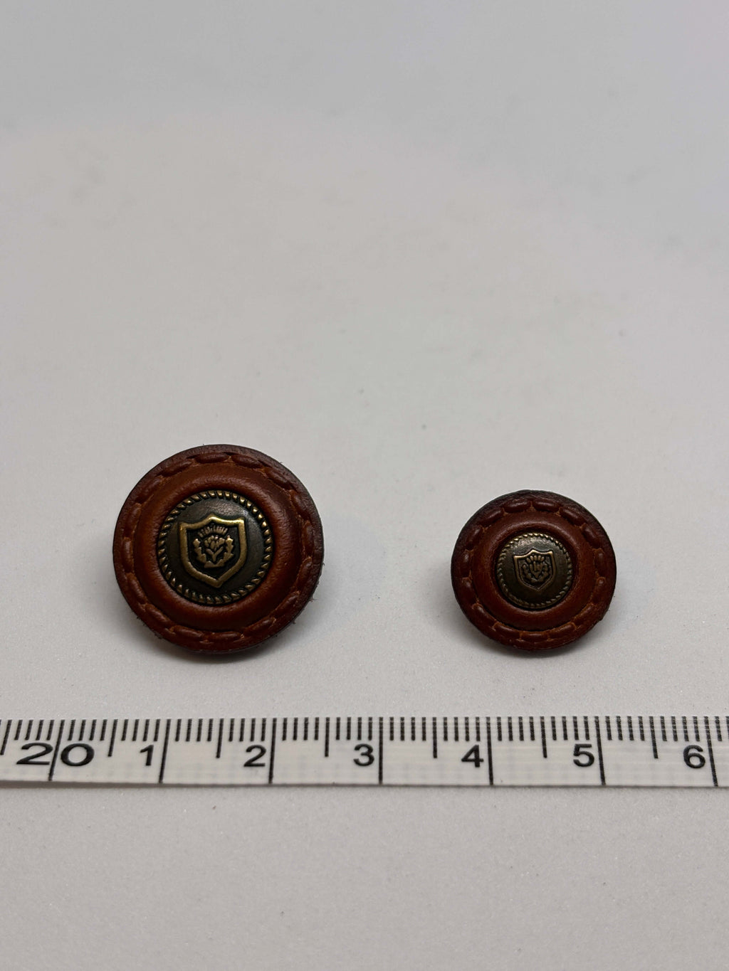 Button B42MM Light Brown - Real Leather - 15mm 20mm - Shank button boton de pie
