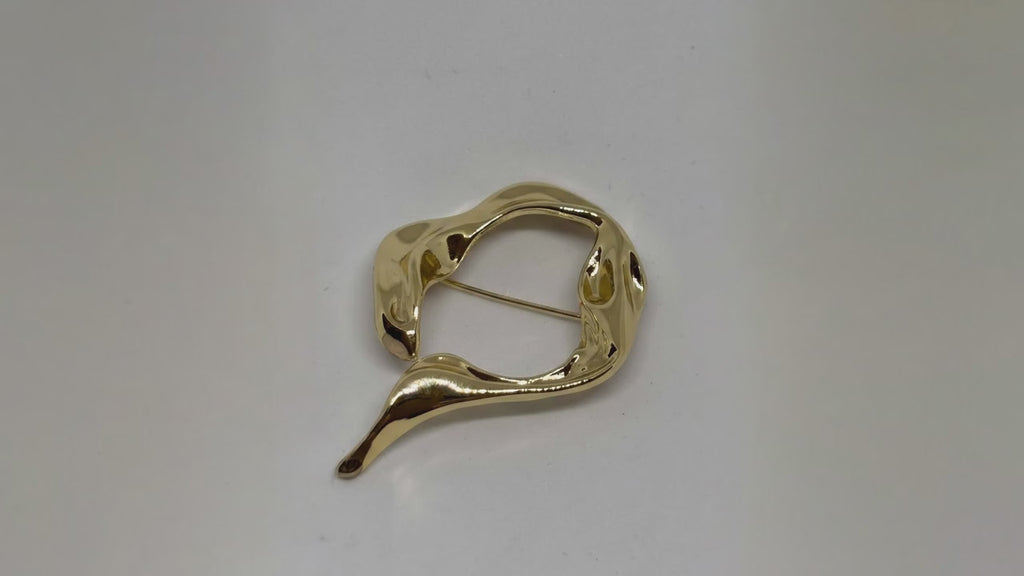Broche R6164 Níquel y Oro - Diseño de anillo - 4 cm