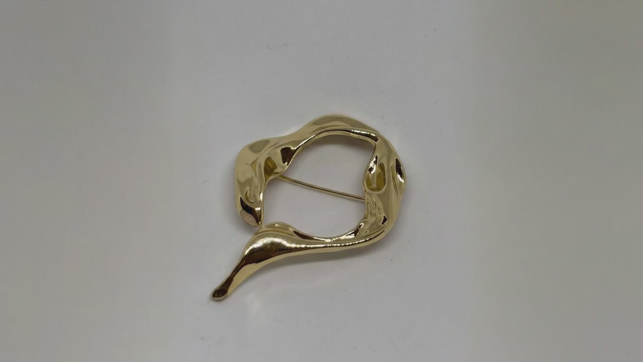 Broche R6164 Níquel y Oro - Diseño de anillo - 4 cm